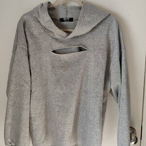 Grey cutout hoodie